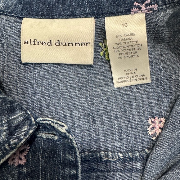 Alfred Dunner Blue Jean Jacket with Floral Embroidery - Picture 8 of 8